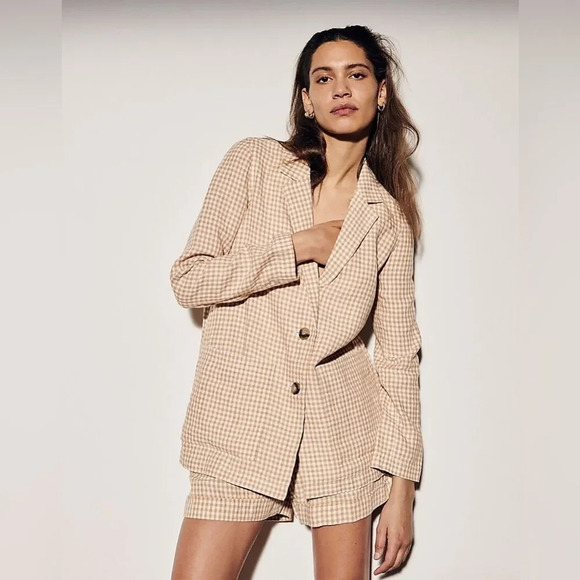 MADEWELL‎ NWOT Linen Dorset Blazer in Gingham Check - Picture 1 of 11